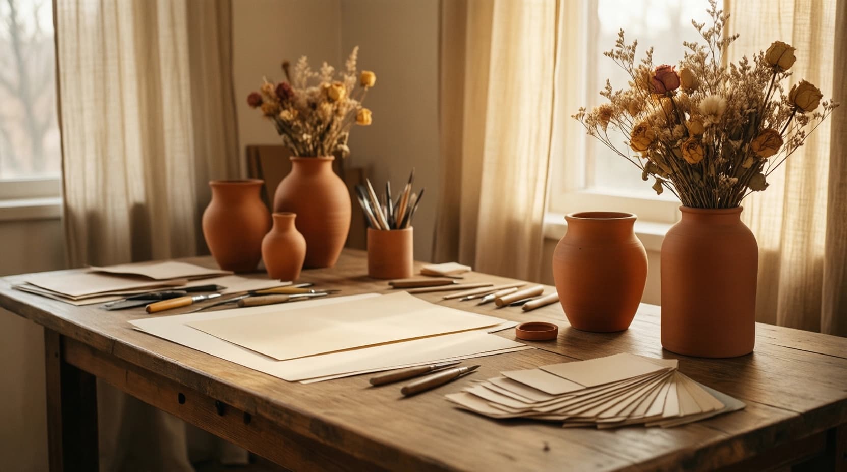 A warm studio workspace